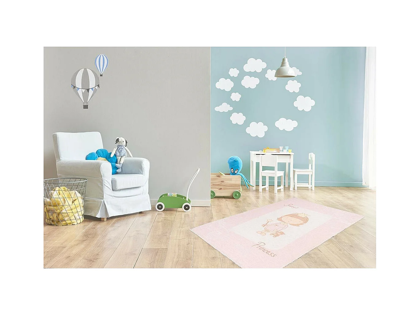 Tapis Enfant Imprimé "Bambini VI" Rose 120 x 180 cm