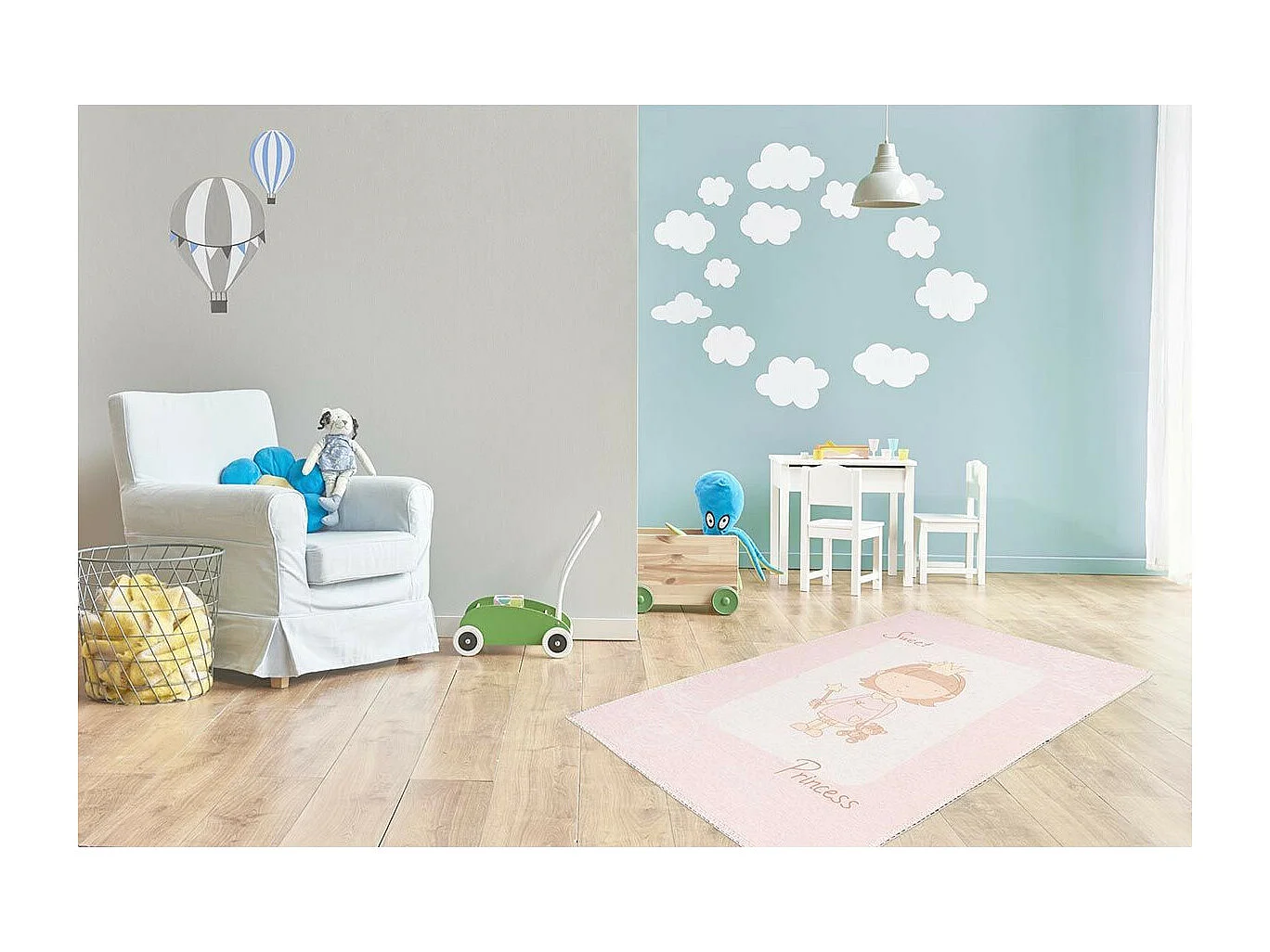 Tapis Enfant Imprimé "Bambini VI" Rose 120 x 180 cm