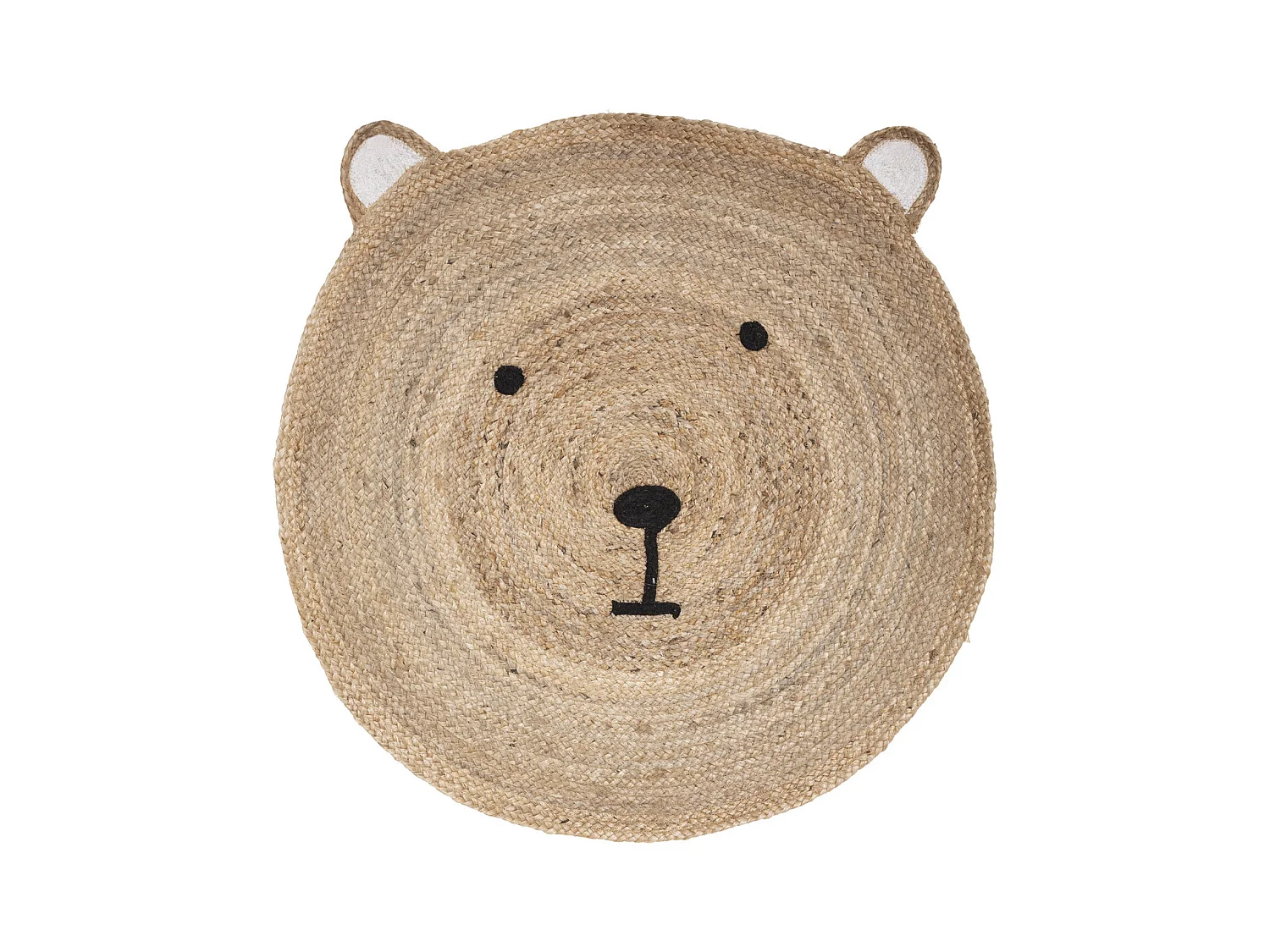 Tapis Enfant en Jute "Tête Ourson" 100cm Naturel