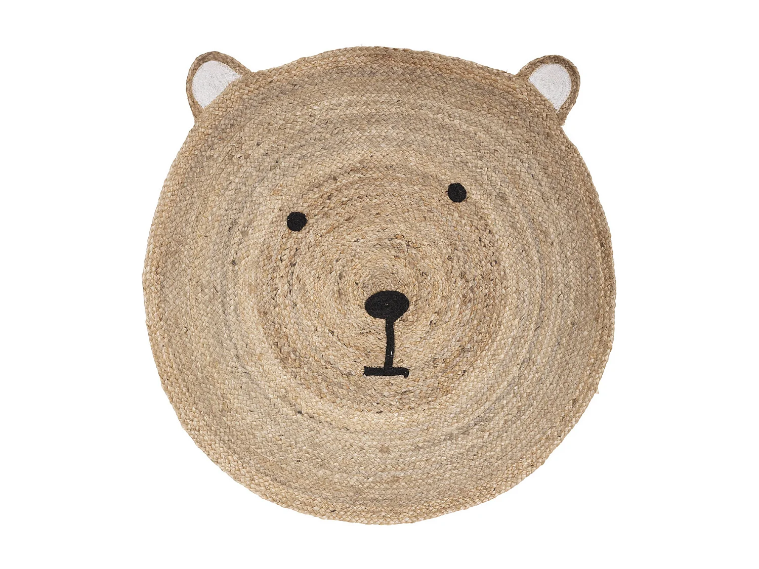 Tapis Enfant en Jute "Tête Ourson" 100cm Naturel