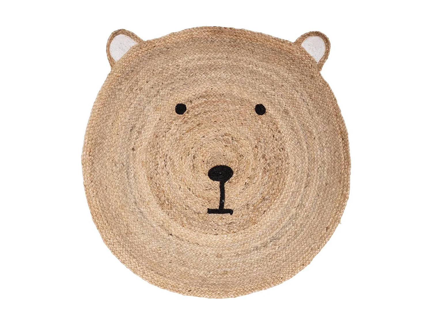 Tapis Enfant en Jute "Tête Ourson" 100cm Naturel