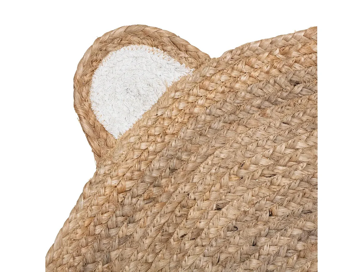 Tapis Enfant en Jute "Tête Ourson" 100cm Naturel