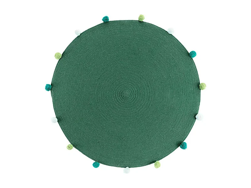 Tapis Rond Enfant "Pompomparty" 90cm Vert