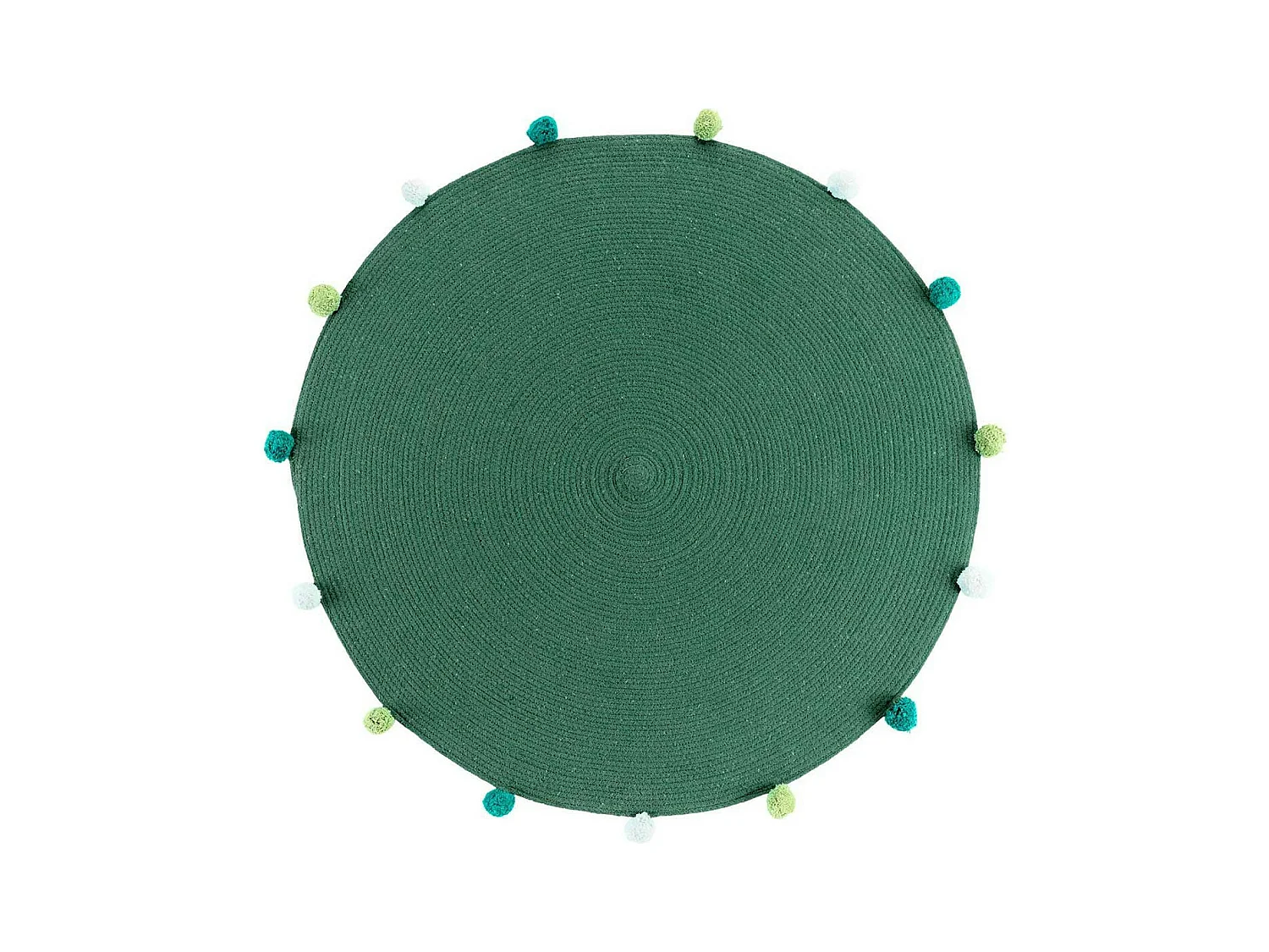 Tapis Rond Enfant "Pompomparty" 90cm Vert