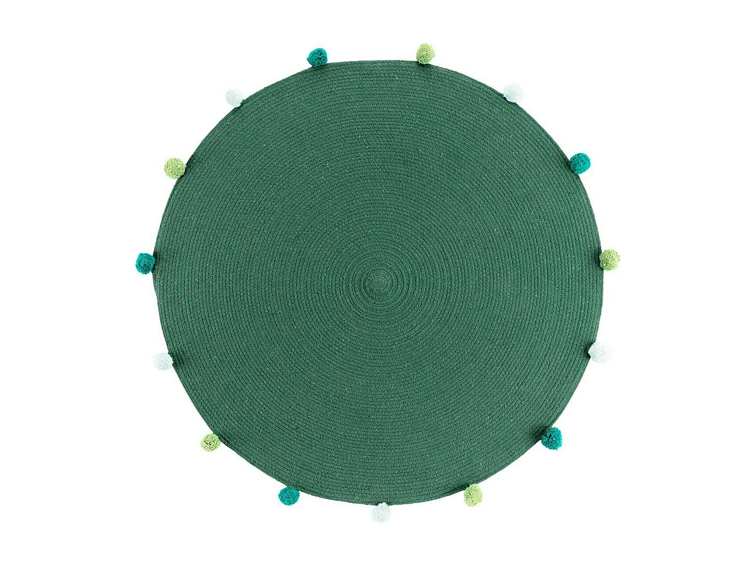 Tapis Rond Enfant "Pompomparty" 90cm Vert
