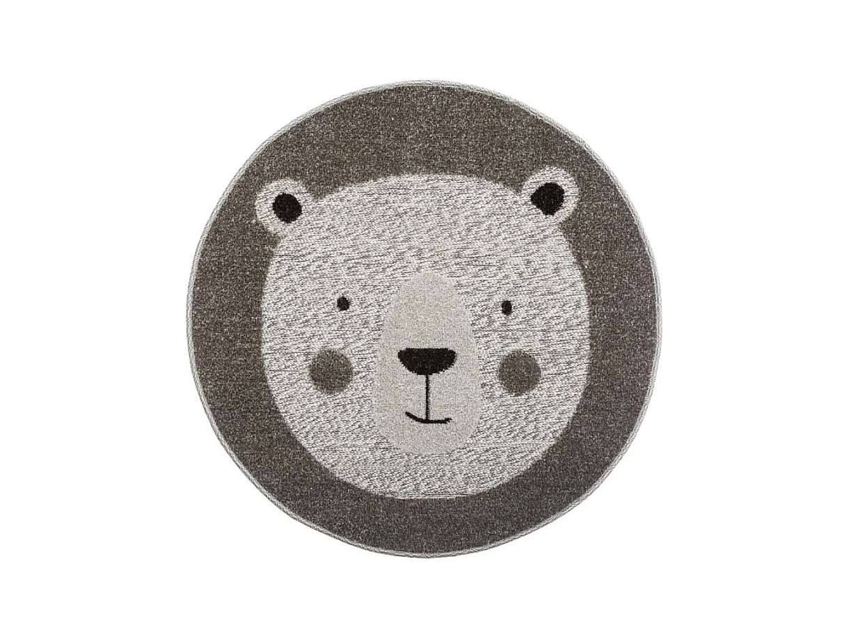 Tapis Rond Déco Enfant "Animal" 80cm Gris