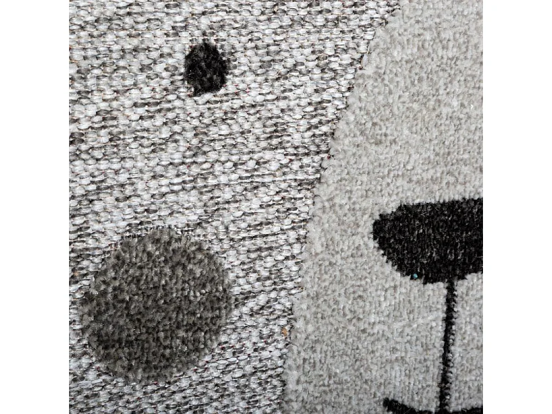 Tapis Rond Déco Enfant "Animal" 80cm Gris