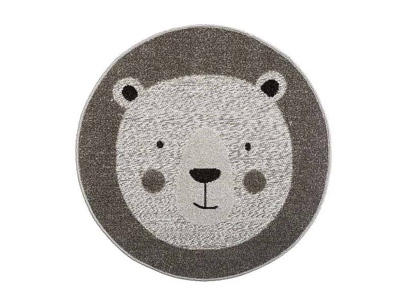 Tapis Rond Déco Enfant "Animal" 80cm Gris