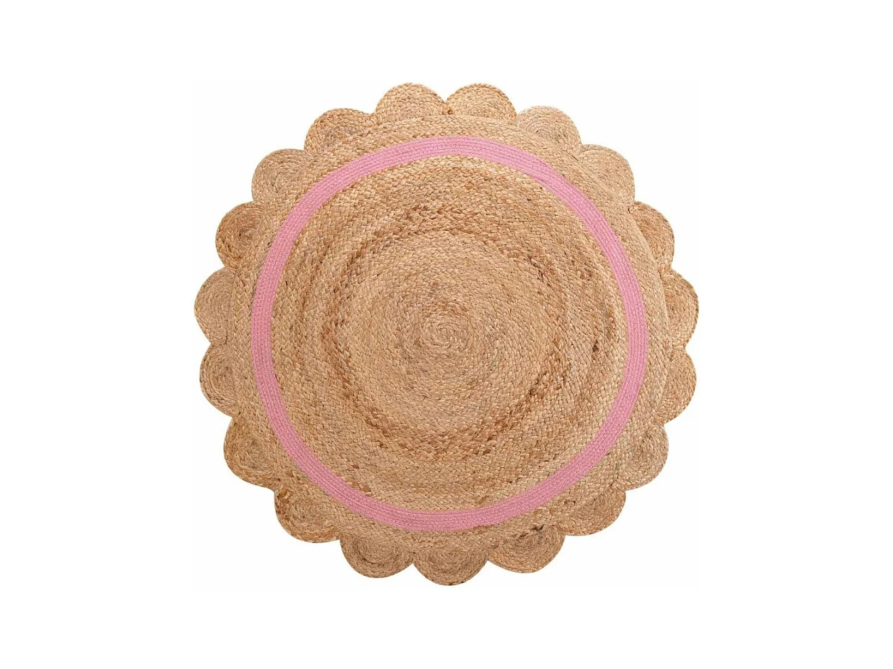 Tapis Déco Enfant Rond "Rosaly" 90cm Beige