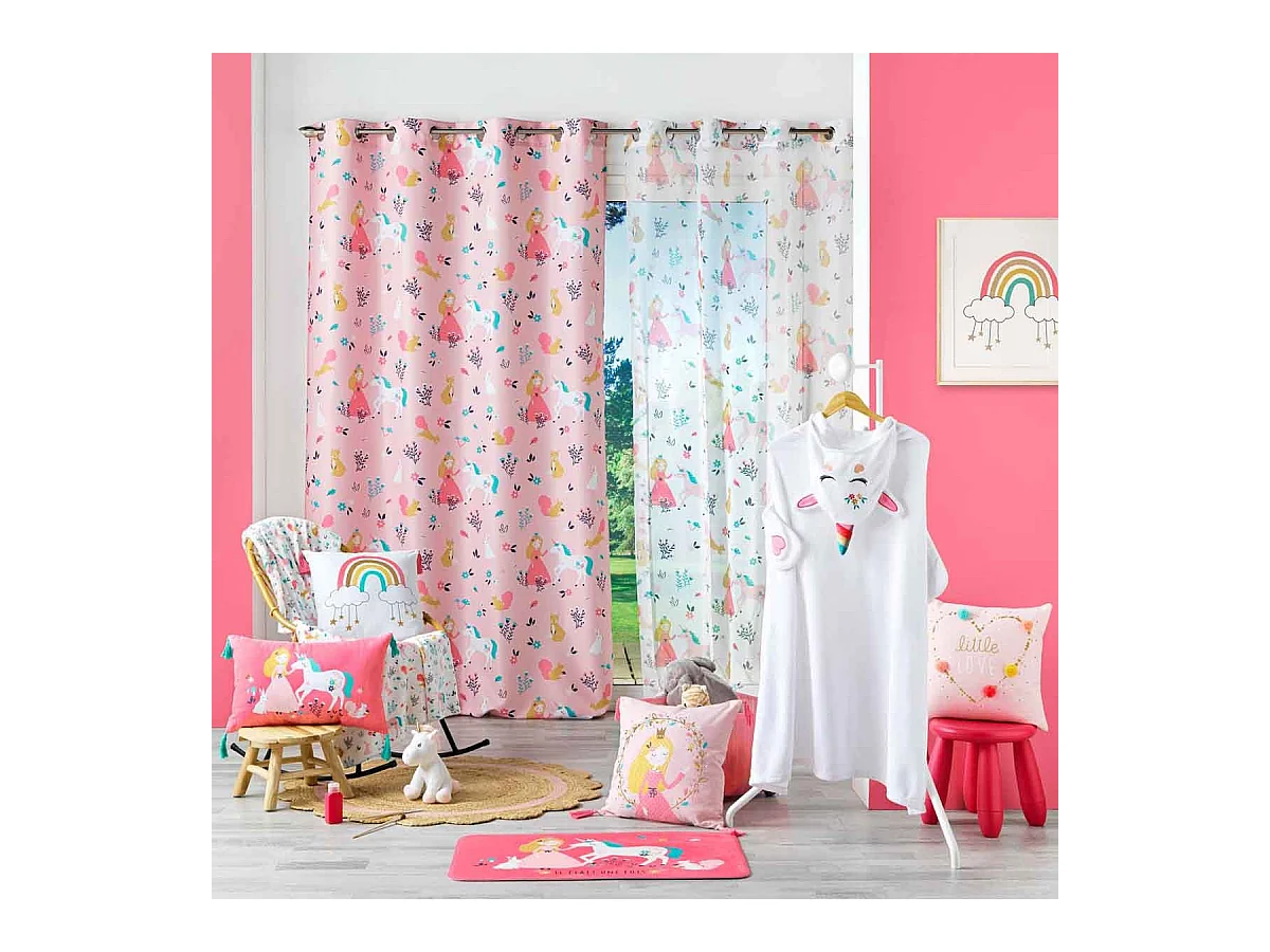 Tapis Déco Enfant Rond "Rosaly" 90cm Beige