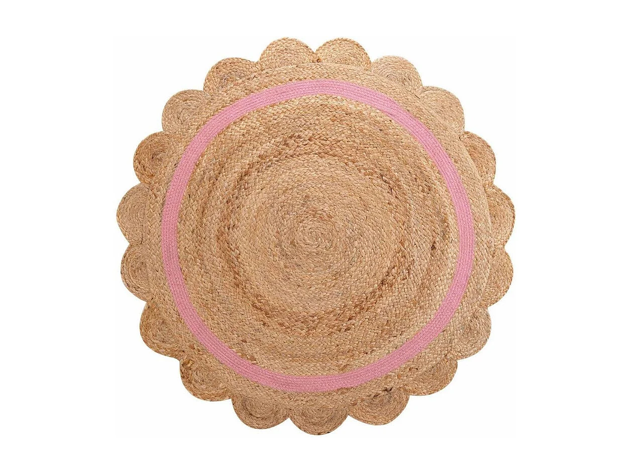 Tapis Déco Enfant Rond "Rosaly" 90cm Beige