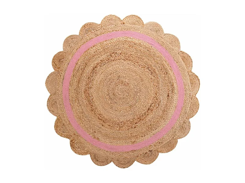 Tapis Déco Enfant Rond "Rosaly" 90cm Beige