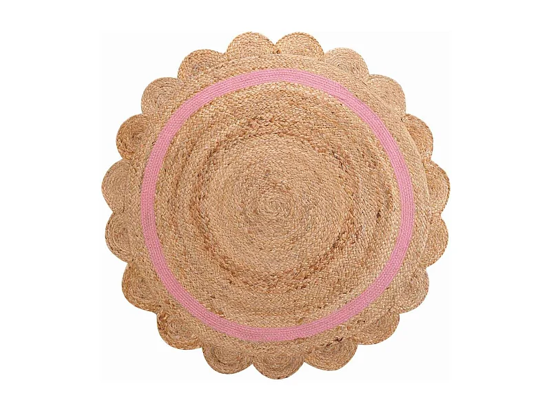 Tapis Déco Enfant Rond "Rosaly" 90cm Beige