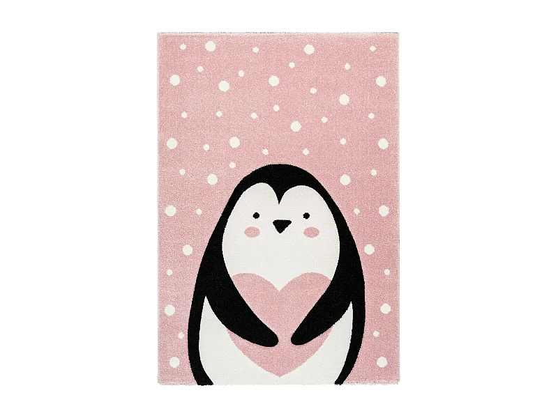 Tapis de Chambre Enfant Pingouin "Gidya" Rose 120 x 170 cm