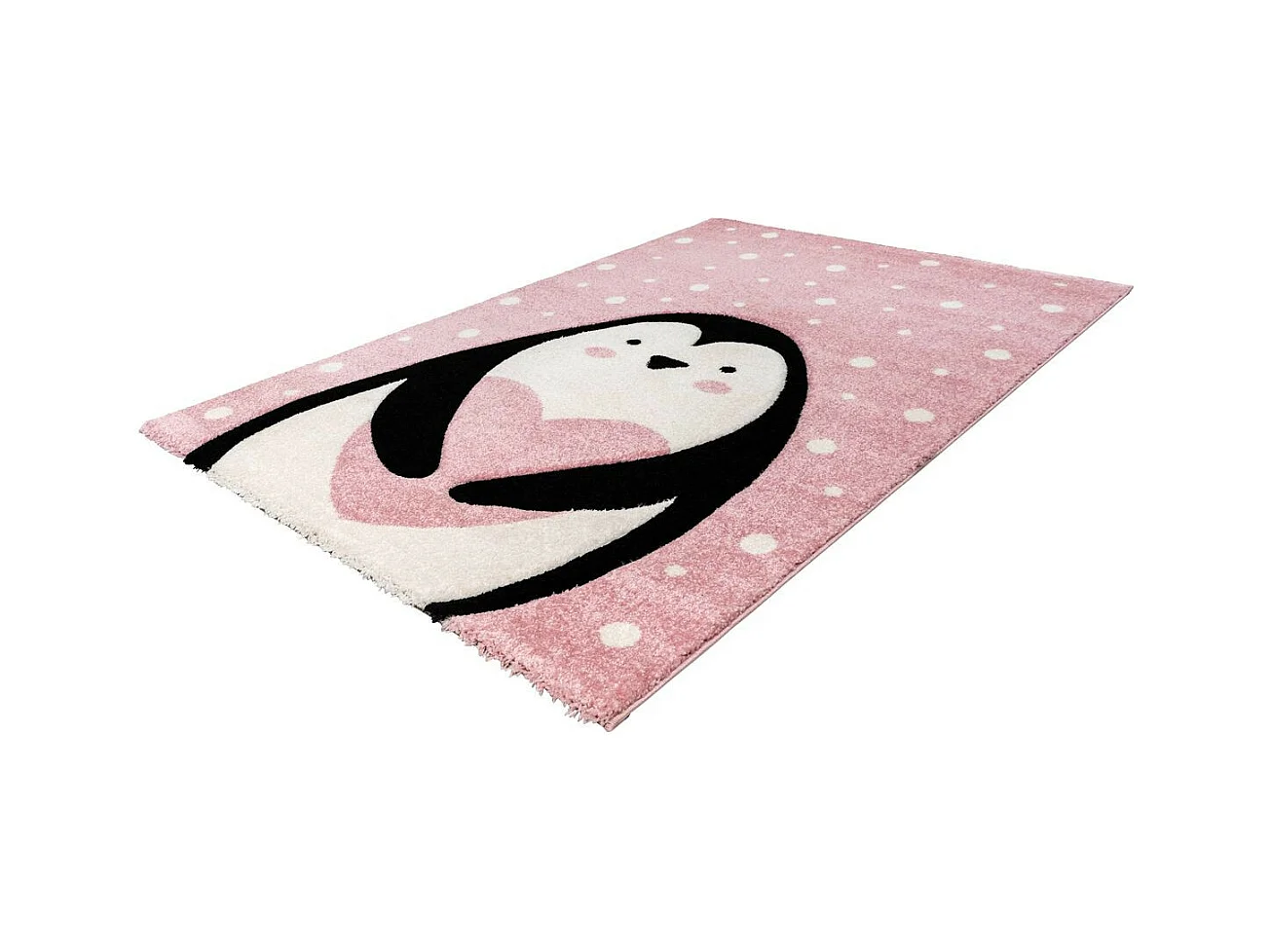 Tapis de Chambre Enfant Pingouin "Gidya" Rose 120 x 170 cm