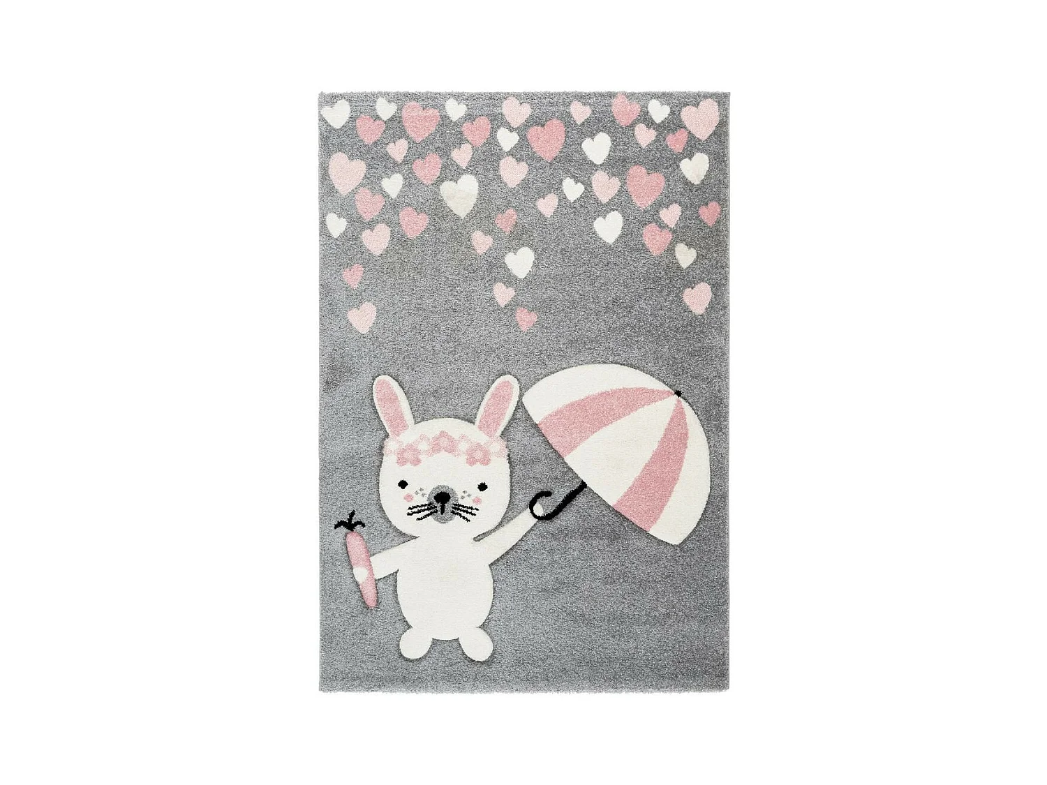 Tapis de Chambre Enfant Lapin "Clermont" Rose 80 x 150 cm
