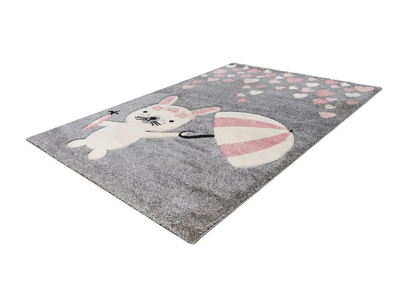Tapis de Chambre Enfant Lapin "Clermont" Rose 80 x 150 cm