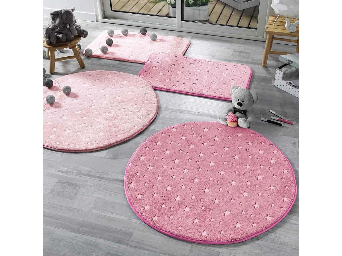 Tapis Enfant Déco "Fluo Night" 90cm Fuchsia