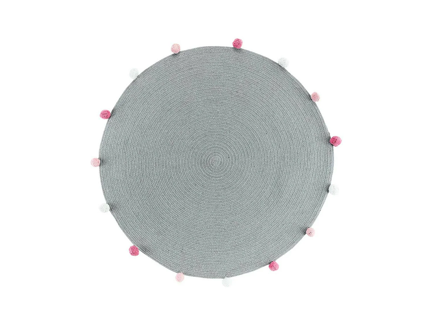 Tapis Rond Enfant "Pompomparty" 90cm Gris