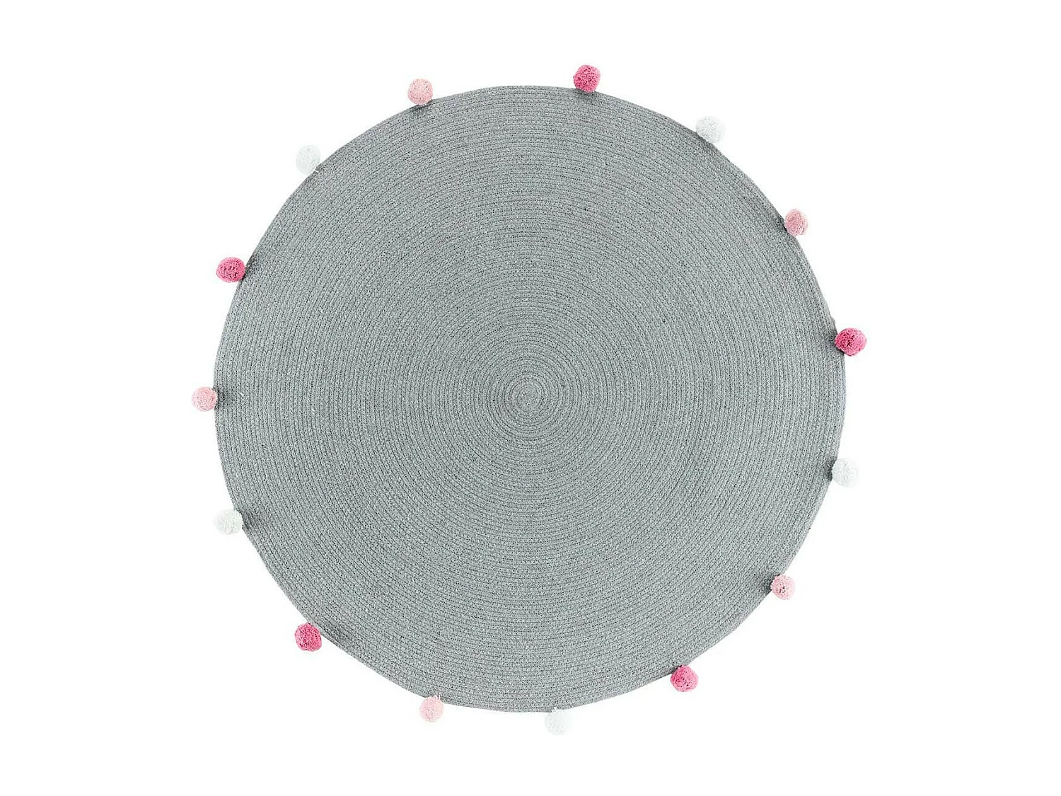 Tapis Rond Enfant "Pompomparty" 90cm Gris