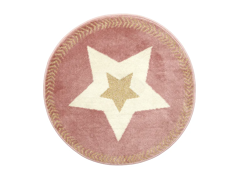 Tapis Rond Etoile Lurex Rose 80cm