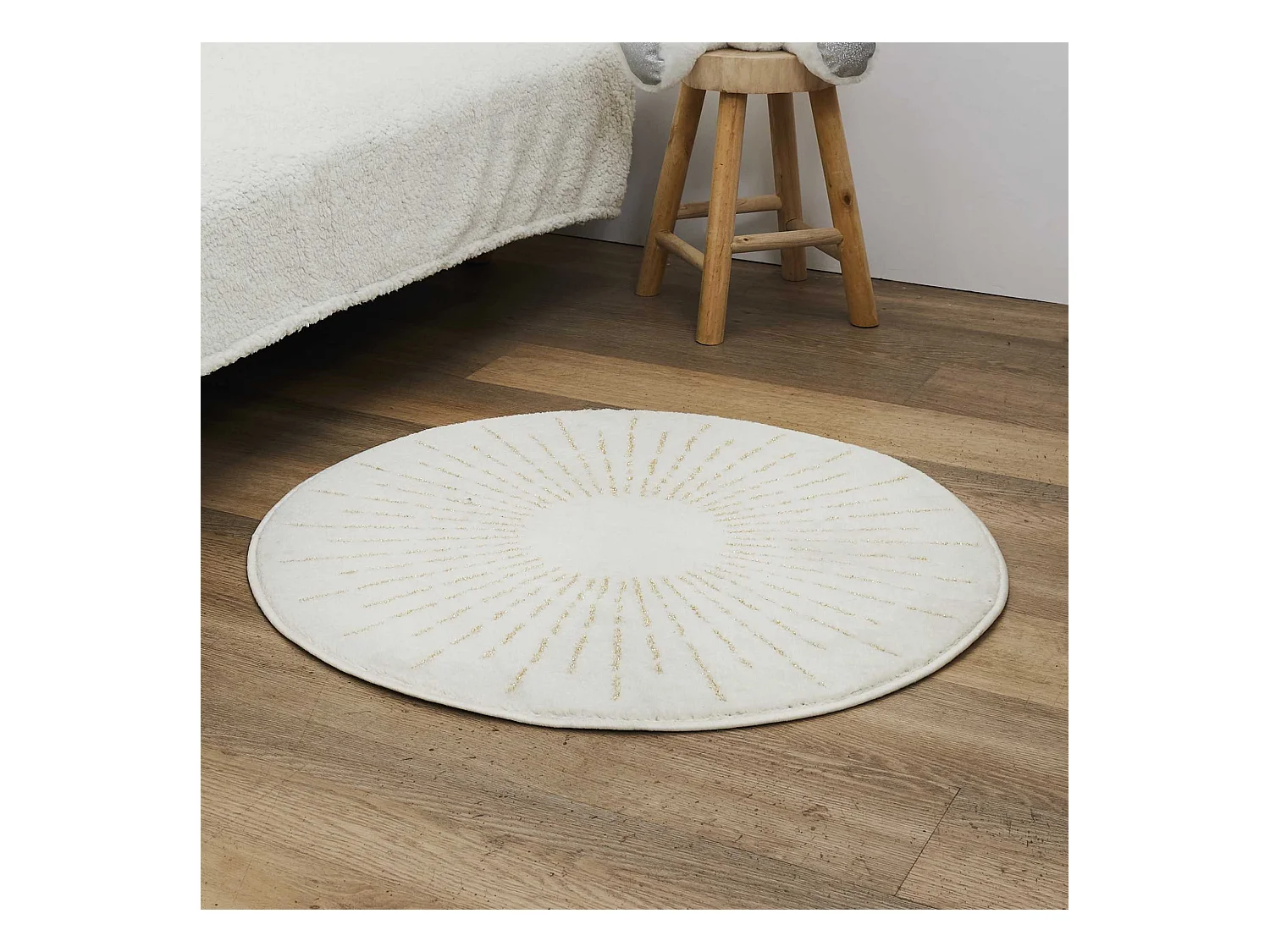 Tapis Rond Soleil Lurex Creme 80cm
