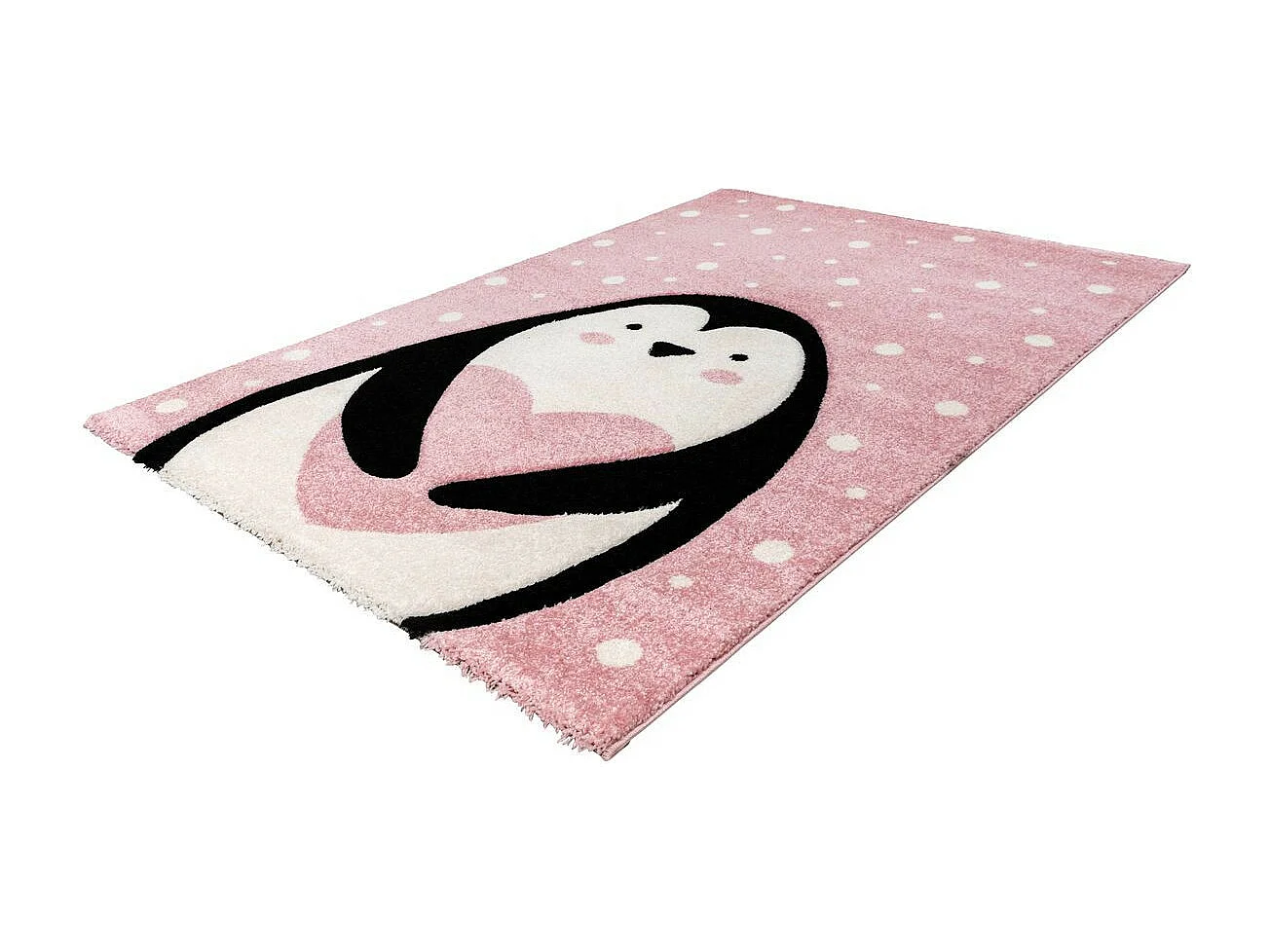 Tapis de Chambre Enfant Pingouin "Gidya" Rose 80 x 150 cm