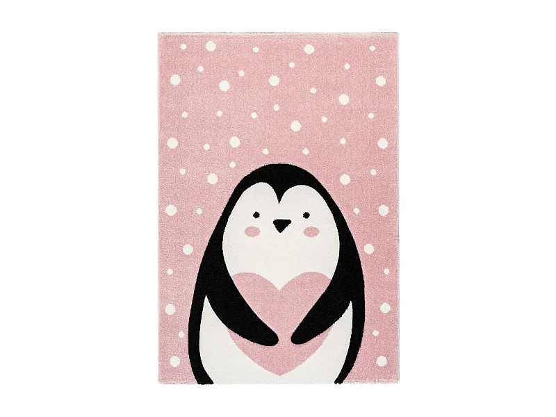 Tapis de Chambre Enfant Pingouin "Gidya" Rose 80 x 150 cm
