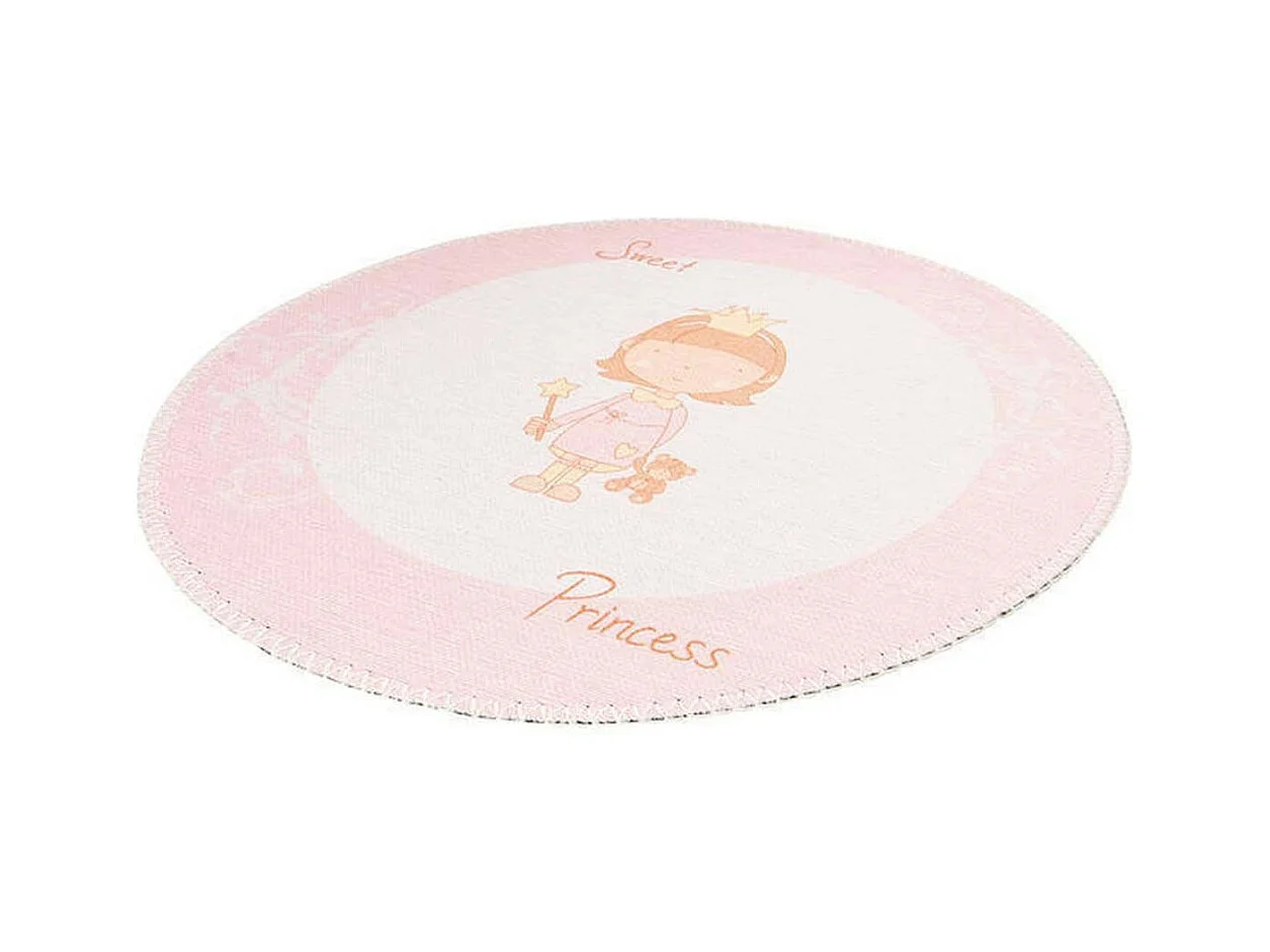 Tapis Rond Enfant Imprimé "Bambini VI" 160cm Rose