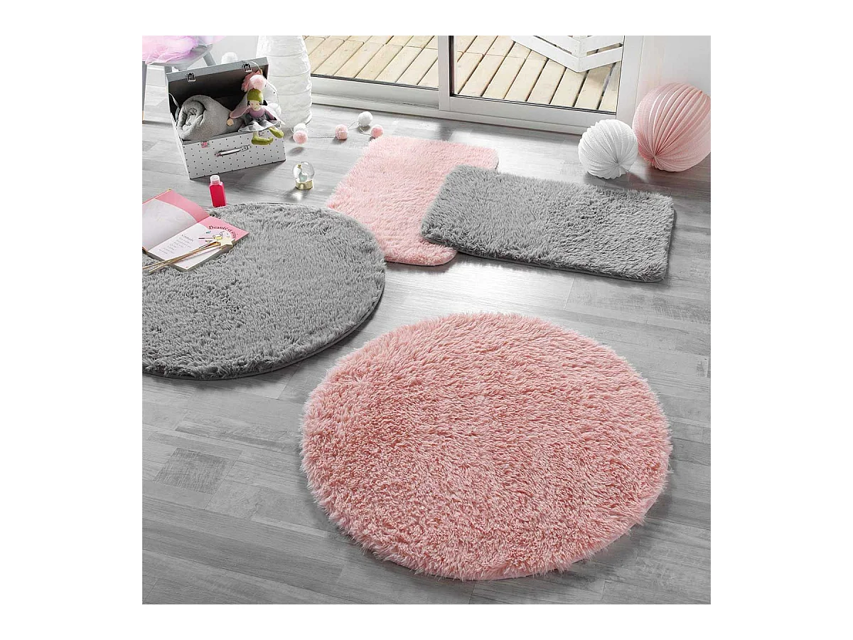 Tapis Imitation Fourrure Enfant "Queeny" 90cm Gris