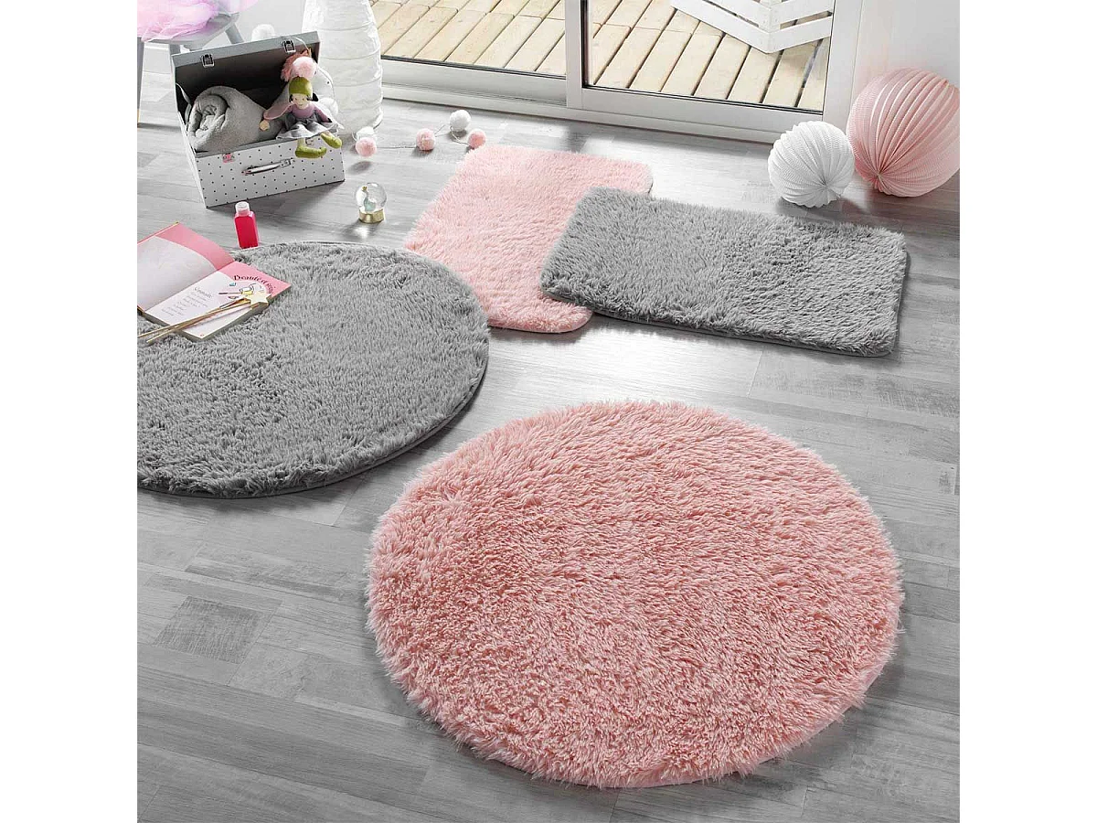 Tapis Imitation Fourrure Enfant "Queeny" 90cm Gris