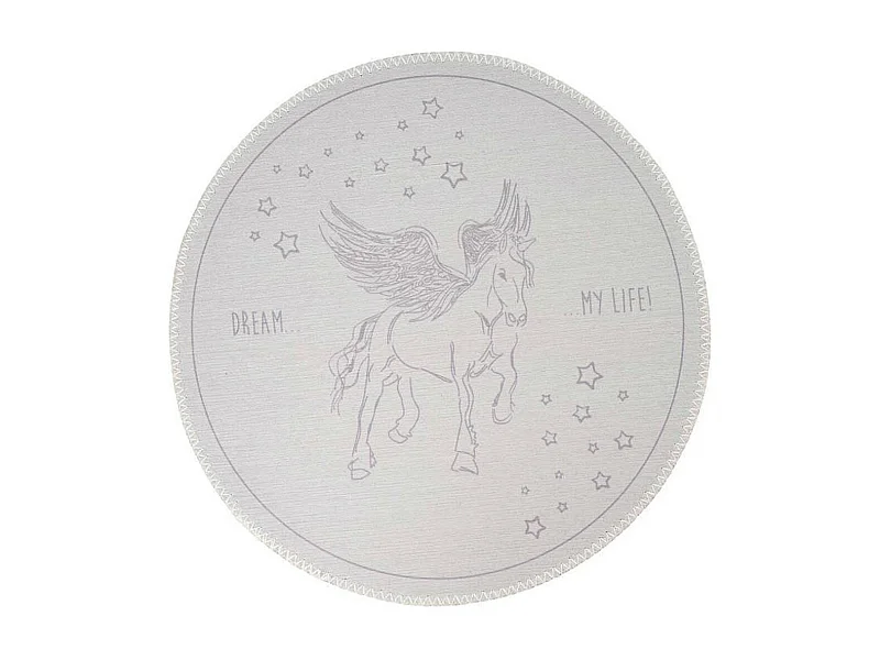 Tapis Rond Enfant Imprimé "Bambini III" 160cm Gris