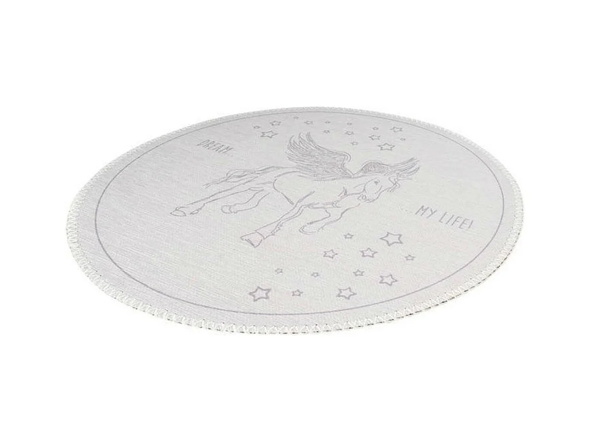 Tapis Rond Enfant Imprimé "Bambini III" 160cm Gris
