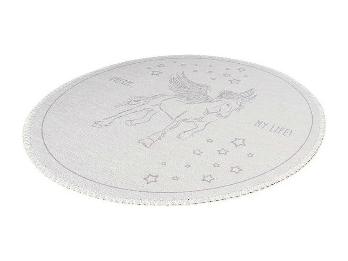 Tapis Rond Enfant Imprimé "Bambini III" 160cm Gris