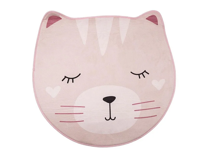 Tapis Déco Rond Enfant "Chat" 90cm Rose