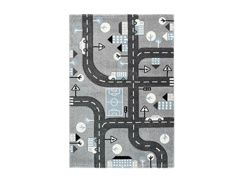 Tapis de Chambre Enfant Voiture "Marree" Argent 80 x 150 cm