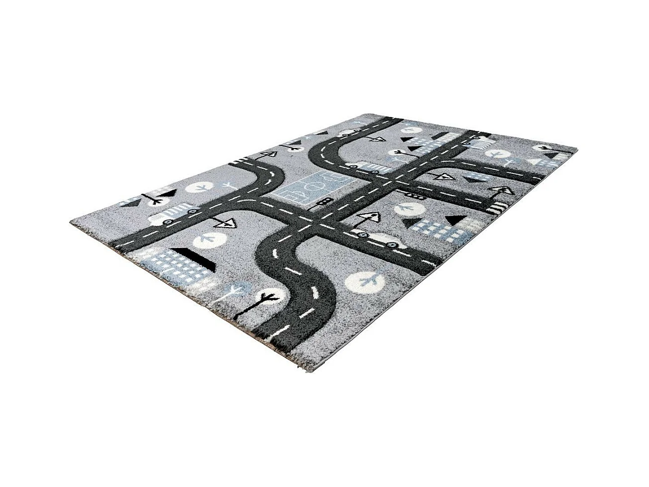 Tapis de Chambre Enfant Voiture "Marree" Argent 80 x 150 cm