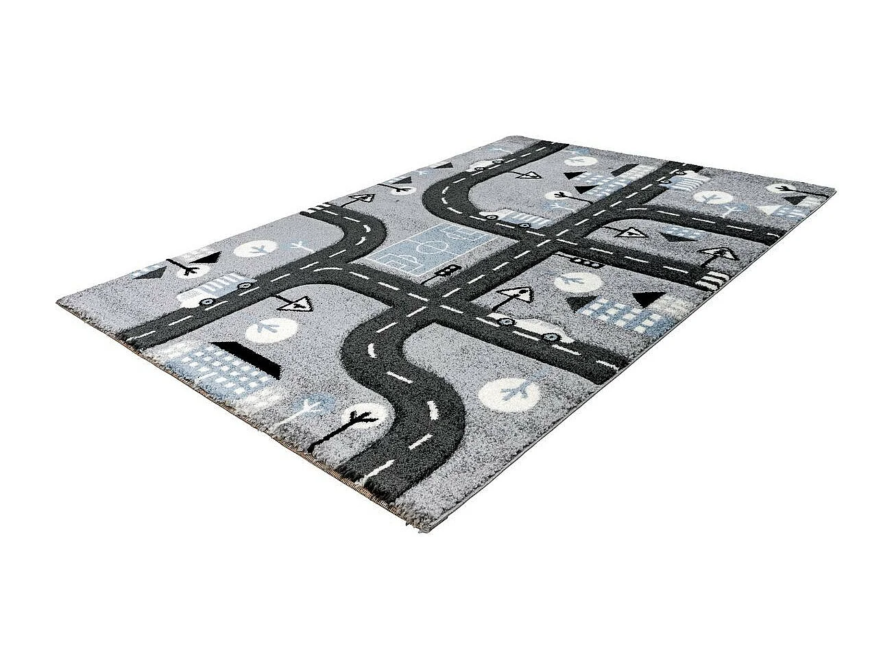 Tapis de Chambre Enfant Voiture "Marree" Argent 80 x 150 cm