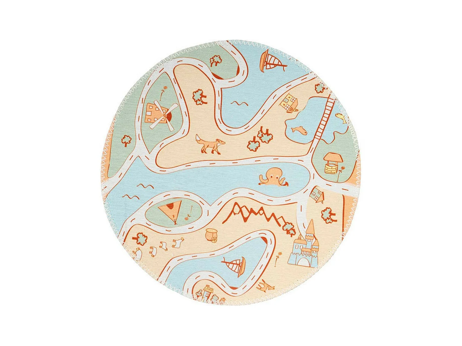 Tapis Rond Enfant Imprimé "Bambini IV" 160cm Multicolore