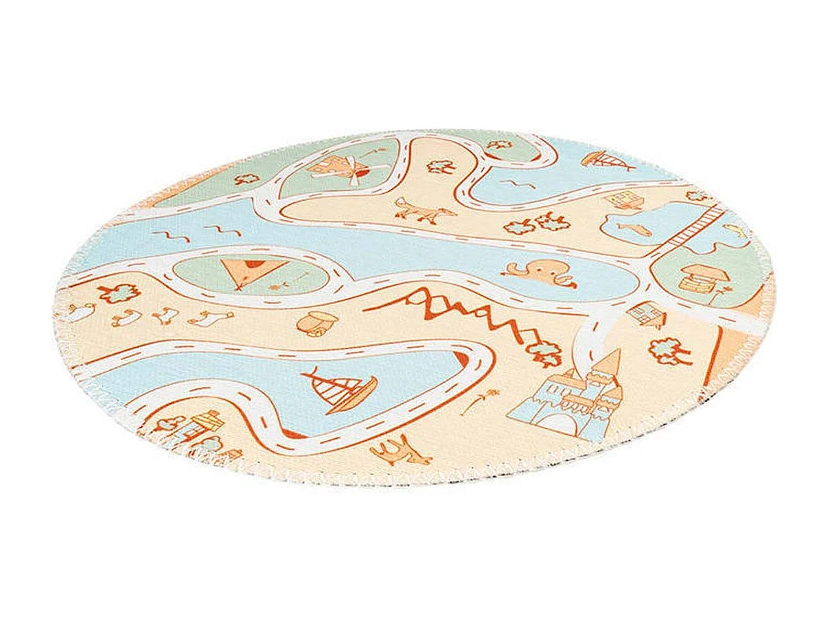 Tapis Rond Enfant Imprimé "Bambini IV" 160cm Multicolore