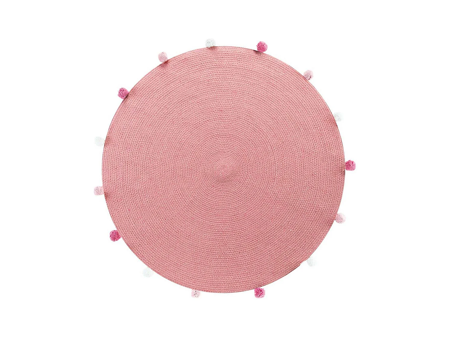 Tapis Rond Enfant "Pompomparty" 90cm Rose Dragée