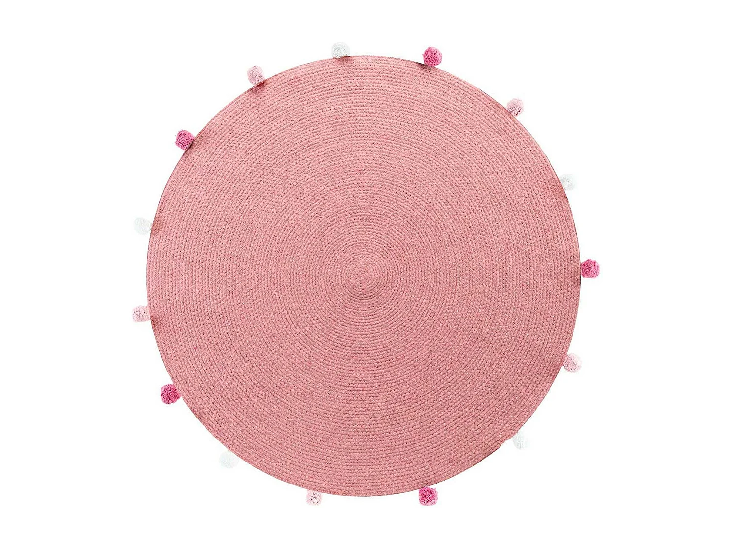 Tapis Rond Enfant "Pompomparty" 90cm Rose Dragée