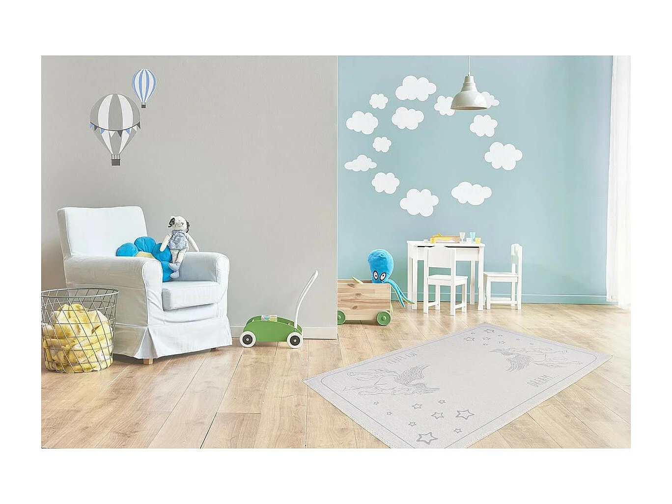 Tapis Enfant Imprimé "Bambini III" Gris 120 x 180 cm