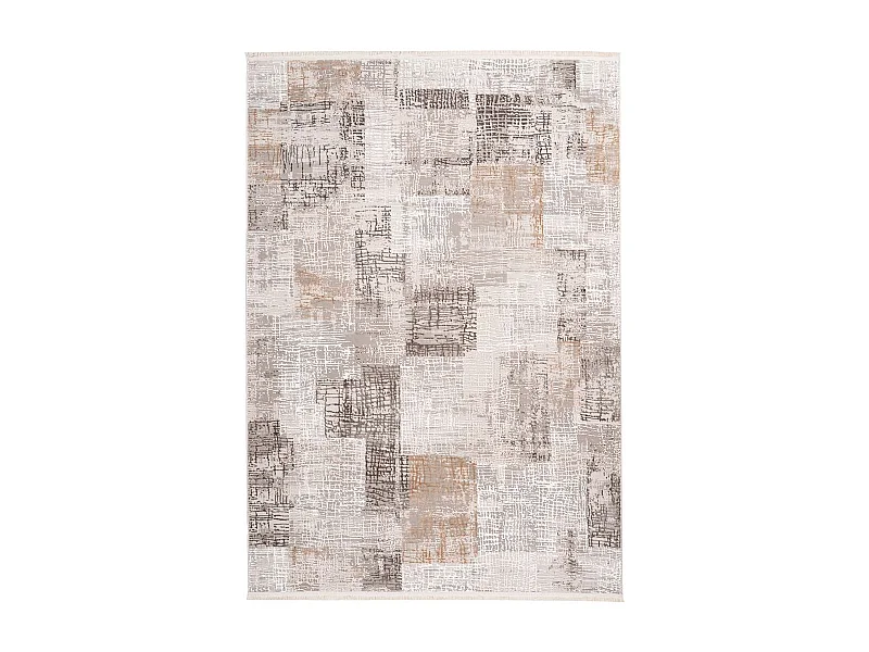 Tapis Vintage à Franges "Akropolis IV" Gris & Argent 80 x 150 cm