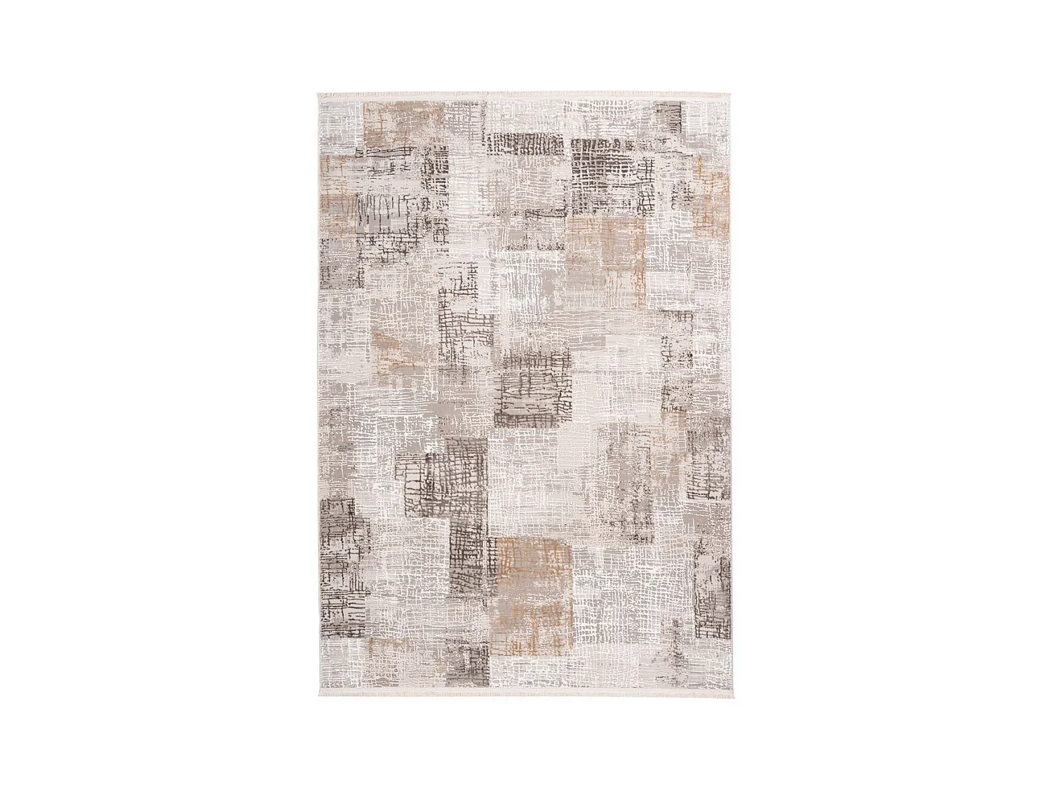 Tapis Vintage à Franges "Akropolis IV" Gris & Argent 80 x 150 cm