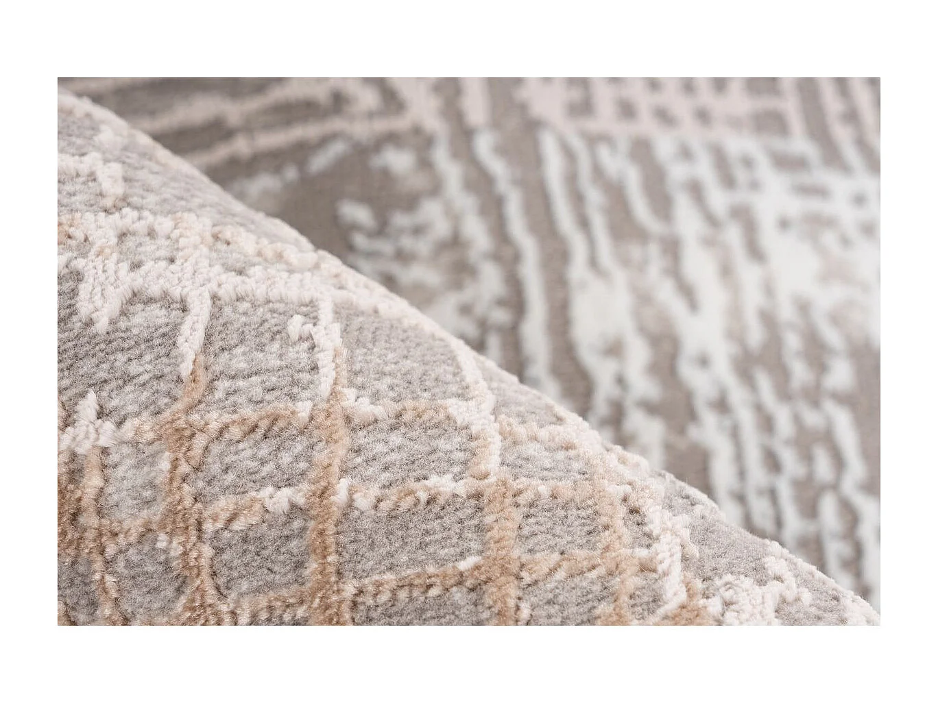 Tapis Vintage à Franges "Akropolis IV" Gris & Argent 80 x 150 cm