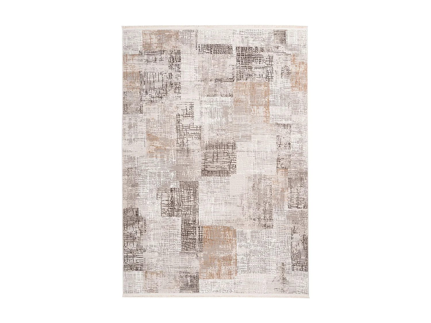 Tapis Vintage à Franges "Akropolis IV" Gris & Argent 80 x 150 cm