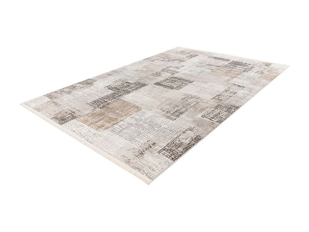 Tapis Vintage à Franges "Akropolis IV" Gris & Argent 80 x 150 cm