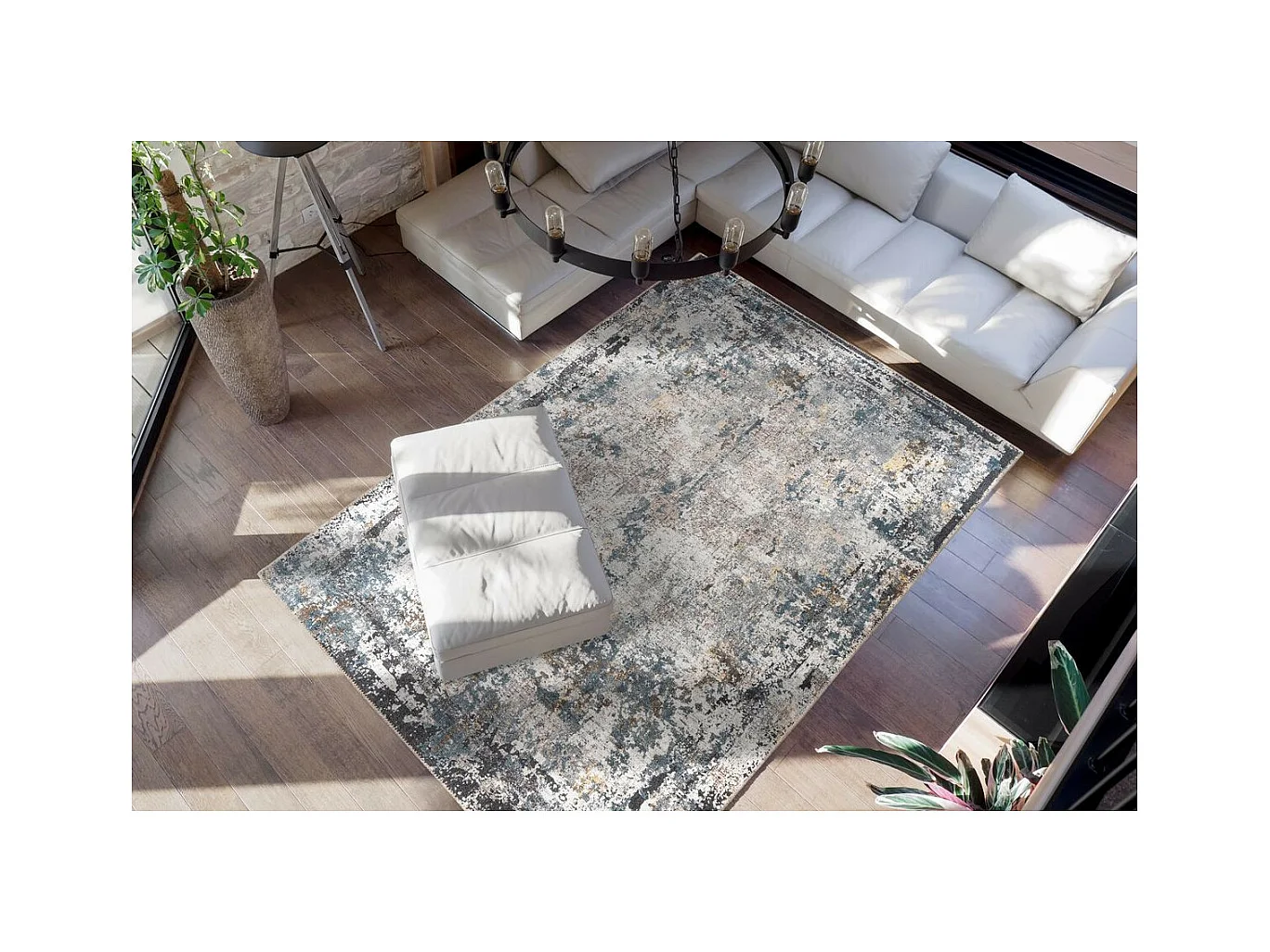 Tapis Tissé Vintage à Motifs "Faye" Noir 75 x 150 cm