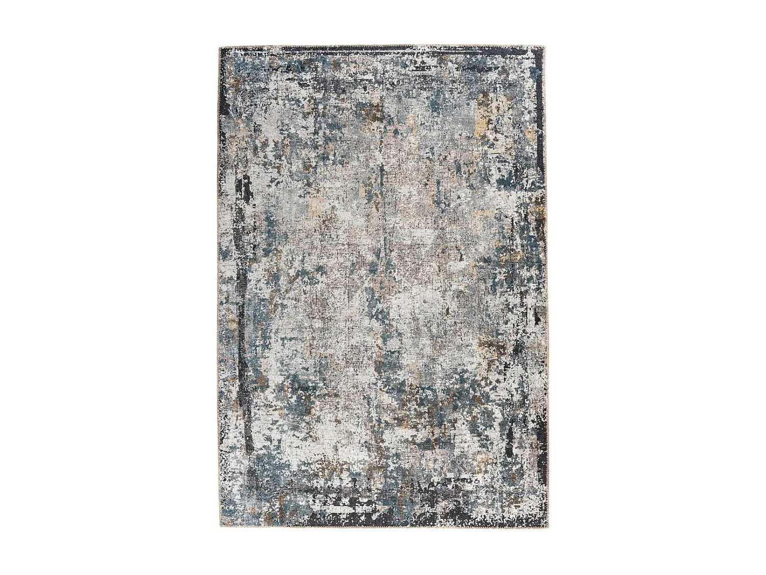 Tapis Tissé Vintage à Motifs "Faye" Noir 75 x 150 cm